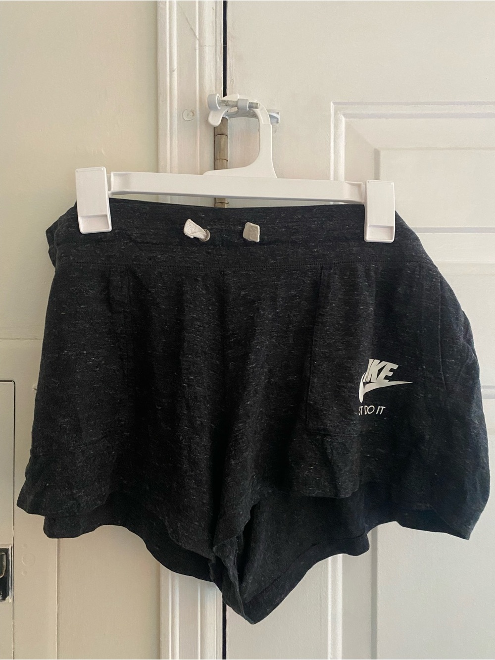 Nike Black Women's Athletic Shorts with White Logo
